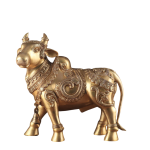 Pure Brass Standing Nandi 14" Fully Engraved - Sacred Temple Sculpture | Jaipurio